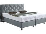 Boxspringbett "Phönix", grau, B:175cm L:210cm, Bezug Bett: Microvelours (100% Polyester) oder Feinstruktur (100% Polyester);Bezug Bonnell-Federkernmatratze: 100% Polyester;Bezug Kaltschaummatratze: 100% Polyester;Bezug Tonnentaschenfederkernmatratze: 80% Baumwolle, 20%Polyester, WESTFALIA SCHLAFKOMFORT, Komplettbetten, Boxspringbett