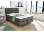 Boxspringbett JOCKENHÖFER GRUPPE "Bea", grau (strukturstoff dunkelgrau 309, 09), Liegefläche B/L: 140cm x 200cm, H3, Tonnentaschen-Federkernmatratze, Bettgestell und seitliche Einfassung der Matratzen: Feinstrukturstoff (100% Polyester);Topper: 100% Polyurethan, Bezug (100% Polyester) abnehmbar und waschbar bis 60º C;Spiegelfläche der Matratze: 100% Polyester, Komplettbetten, Boxspringbett, mit Ka