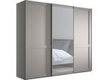 Schwebetürenschrank WIEMANN "Göteborg", grau (kieselgrau, dekor, kristallspiegel), B:246,3cm H:220cm T:67cm, Glas, Holzwerkstoff, Schränke, Schwebetürenschrank, Querriegel und Griffleisten im Korpusfarbton, inkl. Spiegel
