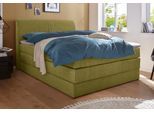 Boxspringbett HAPO, grün (grün, strukturstoff), Liegefläche B/L: 140cm x 200cm, kein Härtegrad, 7-Zonen-Tonnentaschen-Federkernmatratze, Kopfteil, seitliche Unterbox und Obermatratze sind mit pflegeleichtem Feinstrukturstoff in Leinenoptik (100% Polyester) oder Kunstleder bezogen;Die Oberseite der Unterfederung und die Ober- und Unterseite der Obermatratze sind jeweils mit einem rutschhemmenden St