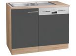 Spülenschrank OPTIFIT "Kalmar", grau (anthrazit), B:110cm H:85cm T:60cm, Schränke, Spülenschrank, mit Tür/Sockel für Geschirrspüler