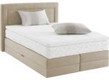 Boxspringbett, beige, B:155cm L:210cm, WESTFALIA SCHLAFKOMFORT, Komplettbetten, Boxspringbett, wahlweise mit Bettkasten und Topper