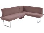 Eckbank K+W KOMFORT & WOHNEN, rosa (rose), H:86cm T:60cm, Sitzbänke, Eckbank, mit Sattlernaht und schmaler Kufe, langer Schenkel rechts oder links
