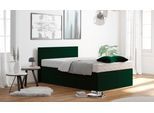 Boxspringbett, grün (moosgrün), B:155cm L:210cm, Bezug: 100% Polyester;Polsterwatte: 100% Polyester, WESTFALIA SCHLAFKOMFORT, Komplettbetten, Boxspringbett, mit Zierkissen, wahlweise mit Topper