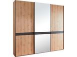 Schwebetürenschrank WIEMANN "Rialto", grau (bianco, eiche, nachbildung, graphit, kristallspiegel), B:246,3cm H:236cm T:67cm, Schränke, hochwertige Dekorfront mit Spiegeltür