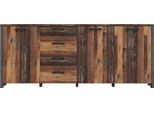 Sideboard FORTE "Clif", grau (old wood vintage, betonoptik dunkel grau), B:206,1cm H:86,3cm T:41,6cm, Holzwerkstoff, Sideboards, Sideboard, Breite ca. 206 cm