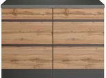 Unterschrank KOCHSTATION "KS-Riesa", braun (wotaneiche), B:120cm H:86cm T:60cm, Holzwerkstoff, Schränke, Breite 120 cm, MDF-Fronten