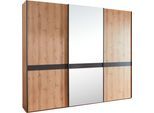 Schwebetürenschrank WIEMANN "Rialto", grau (bianco, eiche, nachbildung, graphit, kristallspiegel), B:278,9cm H:217cm T:67cm, Schränke, Schwebetürenschrank, hochwertige Dekorfront mit Spiegeltür