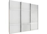 Schwebetürenschrank WIEMANN "Rialto", weiß (weiß, glas), B:246,3cm H:217cm T:67cm, Schränke, Schwebetürenschrank, hochwertige Glasfront mit Querriegeln