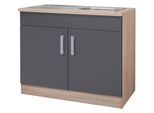 Spülenschrank KOCHSTATION "KS-Toronto, Breite 100 cm", grau (anthrazit, eiche), B:100cm H:85cm T:60cm, Holzwerkstoff, Schränke, Spülenschrank