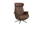 Relaxsessel FLEXLUX "Clement elektrischer Funktionsessel", braun (modern cognac braun), B:81cm H:111cm T:90cm, Sessel, Relaxsessel, Größe M, Rücken & Fußteil elektrisch, Akku, Arml. Walnuss, Fuß Alu