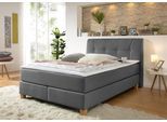 Boxspringbett HOME AFFAIRE "Calloway", grau (anthrazit), B:128cm L:218cm, Komplettbetten, Boxspringbett, inkl. Topper, XXL-Ausführung, in 4 Farben, 5 Breiten, 3 Matratzenarten