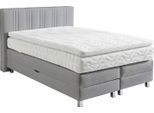 Boxspringbett, grau, B:155cm L:210cm, Bezug: 100% Polyester;Polsterung: 100% Polyester, WESTFALIA SCHLAFKOMFORT, Komplettbetten, Boxspringbett, wahlweise mit Bettkasten und Topper