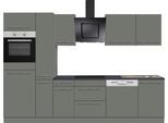 Küchenzeile OPTIFIT "Bern", grau (küche: grau, front: basaltgrau, korpus: basaltgrau, arbeitsplatte: anthrazit), B:300cm T:60cm, Komplettküchen-Sets, Küchenzeile, Breite 300 cm, höhenverstellbare Füße, wahlweise mit E-Geräten