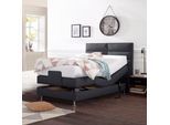 Boxbett, grau (anthrazit), B:134cm L:210cm, Box und Kopfteil: Feinstrukturstoff (77% Polyester und 23% Viskose);Bezug der Obermatratze: 100% Polyester, WESTFALIA SCHLAFKOMFORT, Komplettbetten, Boxspringbett, mit Motor in diversen Ausführungen