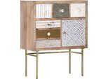 Kommode GUTMANN FACTORY "Linea", beige (natur), B:90cm H:110cm T:45cm, Massivholz, Sideboards, Kommode, mit detailreichen Verzierungen, Shabby Chic, Vintage