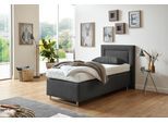 Boxspringbett, grau (feinstrukturstoff anthrazit), Liegefläche B/L: 90cm x 200cm, H2 + H2, 7-Zonen-Kaltschaummatratze, Bezug Unterbox und Kopfteil: Feinstrukturstoff (77% Polyester, 23% Viskose);Bezug Obermatratze 100% Polyester, waschbar bis 60C;Bezug Zierkissen Feinstrukturstoff (77% Polyester, 23% Viskose), WESTFALIA SCHLAFKOMFORT, Komplettbetten, Boxspringbett, mit Zierkissen und verchromten K