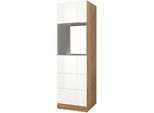Backofen/Kühlumbauschrank KOCHSTATION "KS-Brindisi", weiß (weiß hochglanz, wotaneichefarbe), B:60cm H:200cm T:60cm, Holzwerkstoff, MDF, Schränke, Backofenumbauschrank, 60 cm breit, 200 cm hoch
