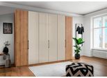 Falttürenschrank WIEMANN "Monaco", braun (bianco, eiche, nachbildung, glas champagner), B:295,2cm H:236cm T:58cm, Floatglas, Holzwerkstoff, Schränke, Kleiderschrank Drehtürenschrank, mit Teil-Glasfront sowie hochwertige Beschläge