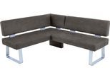 Eckbank K+W KOMFORT & WOHNEN "Santos II", grau (schwarzgrau), B:157cm H:87cm T:180cm, 100% Polyester, Sitzbänke, Eckbank, gepolstert, Eckbank, wahlweise langer Schenkel 180cm rechts oder links