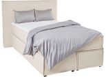 Boxspringbett "Yuma", beige, B:133cm L:213cm, 100% Polyester, LEGER HOME BY LENA GERCKE, Komplettbetten, Boxspringbett, incl. Topper, in 4 Breiten, 3 Matratzenarten und je 2 Härtegraden