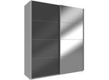 Schwebetürenschrank WIMEX "Easy", grau (weiß, grauglas, spiegel), B:135cm H:210cm T:65cm, Schränke, Schwebetürenschrank, mit Glas und Spiegel