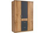 Kleiderschrank WIMEX "Click", grau (plankeneichefarben, graphit), B:135cm H:199cm T:58cm, Schränke, Kleiderschrank Drehtürenschrank, ohne Spiegel