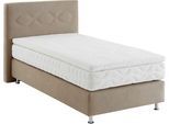 Boxspringbett, beige (sand), B:115cm L:210cm, Bezug: Microvelours 100% Polyester, WESTFALIA SCHLAFKOMFORT, Komplettbetten, Boxspringbett, wahlweise mit Topper