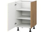 Unterschrank KOCHSTATION "KS-Trea U60", weiß (magnolie, eiche astig), B:60cm H:75cm T:56cm, Schränke, Unterschrank, zwei Einlegeböden, Breite 60 cm, Höhe 75 cm, mit verstellbaren Füßen