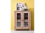 Barschrank GUTMANN FACTORY "Tunis", beige (sandfarben), B:103cm H:123cm T:40cm, Massivholz, Schränke, Barschrank, mit viel Platz für Flaschen und Gläser