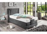 Boxbett, grau (anthrazit), B:114cm L:214cm, Bezug der Obermatratze: 100% Polyester, abnehmbar und waschbar bis 60C;Box und Kopfteil: Mikrovelours (100% Polyester), WESTFALIA SCHLAFKOMFORT, Komplettbetten, Boxspringbett, mit Motor