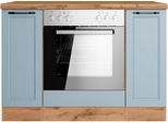 Herdumbauschrank KOCHSTATION "KS-Lana", blau (matt hellblau, wotaneiche), B:120cm H:86cm T:60cm, Holzwerkstoff, MDF, Schränke, Herdumbauschrank, Breite 120 cm