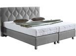 Boxspringbett "Phönix", grau, B:195cm L:210cm, Bezug Bett: Microvelours (100% Polyester) oder Feinstruktur (100% Polyester);Bezug Bonnell-Federkernmatratze: 100% Polyester;Bezug Kaltschaummatratze: 100% Polyester;Bezug Tonnentaschenfederkernmatratze: 80% Baumwolle, 20%Polyester, WESTFALIA SCHLAFKOMFORT, Komplettbetten, Boxspringbett