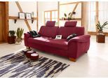 3,5-Sitzer HOME AFFAIRE "Husum", rot (bordeaux), B:225cm H:90cm T:106cm, Luxus-Microfaser mit Druck (100% Polyester);Luxus-Microfaser in Lederoptik (100% Polyester);Luxus-Microfaser ALTARA NUBUCK (100% Polyester), Sofas, mit Sitztiefenverstellung, Kontrastnaht und Federkern
