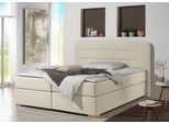 Boxspringbett HOME AFFAIRE "Manchester", beige (creme), B:180cm L:208cm, Strukturstoff-Bezug (100% Polyester), Komplettbetten, Boxspringbett, 5 Breiten, 3 Ausführungen, 2 Härtegraden, Topper, Steppung