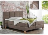 Boxspringbett HOME AFFAIRE "Casey", braun (hellbraun), B:191cm L:209cm, Struktur fein (100% Polyester), Komplettbetten, Boxspringbett, in 5 Breiten, 3 Ausführungen, 2 Härtegraden, Steppung, Topper