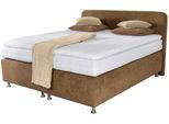 Boxspringbett, braun, B:100cm L:212cm, Bezug Kaltschaum-Topper: mit Klimafaser versteppt, 100% Polyester;Bezug untere Box und Kopfteil: wahlweise hochwertiger Microvelour (100% Polyester), feiner Strukturstoff (100% Polyester) oder Kunstleder;Bezug Obermatratze: 100% Polyester, Bezug abnehm- und waschbar bis 60C, WESTFALIA SCHLAFKOMFORT, Komplettbetten, Boxspringbett, inkl. Kaltschaum-Topper
