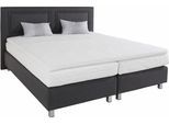 Boxspringbett, grau (anthrazit), Strukturstoff, Liegefläche B/L: 180cm x 200cm, H2 + H2, Bonnell-Federkernmatratze, Bezug Topper 100% Polyester, waschbar bis 60C;Bezug Unterbox und Kopfteil: Strukturstoff (77% Polyester und 23% Viskose);Zierkissen: gefüllt mit Hohlfaser-Polyesterwatte (100% Polyester), Bezug aus 100% Polyester;Bezug Obermatratze 100% Polyester, waschbar bis 60C, WESTFALIA SCHLAFKO