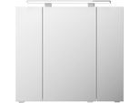Badezimmerspiegelschrank SAPHIR "Serie 4010 Badezimmer-Spiegelschrank inkl. LED-Aufsatzleuchte", weiß (weiß glanz), B:80cm H:73,8cm T:17cm, Schränke, Badschrank 80 cm breit, 3 Türen, 6 Glas-Einlegeböden, inkl Türdämpfer