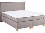 Boxspringbett HOME AFFAIRE "Houssay", beige, B:152cm L:225cm, Struktur fein (100% Polyester), Komplettbetten, Boxspringbett, inkl. Topper, 5 Breiten, 2 Härtegraden auch in Überlänge 220 cm
