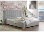 Polsterbett MAINTAL "Cueno", grau (silbergrau), B:244cm L:210cm, Strukturstoff (100% Polyester), Betten, Polsterbett, mit und ohne Matratze in 2 Ausführungen, Steppung mit Knopfheftung