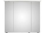 Badezimmerspiegelschrank SAPHIR "Serie 4010 Badezimmer-Spiegelschrank inkl. LED-Beleuchtung im Kranz", weiß (weiß glanz), B:82cm H:71,9cm T:26,5cm, Holzwerkstoff, Schränke, Badschrank 82 cm breit, 3 Türen, 6 Glas-Einlegeböden, inkl Türdämpfer