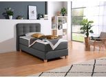 Boxspringbett HOME AFFAIRE, grau (anthrazit), B:108cm L:209cm, Komplettbetten, Boxspringbett, inklusive Komfortschaum-Topper
