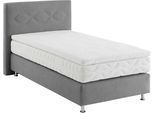 Boxspringbett, grau, B:115cm L:210cm, Bezug: Microvelours 100% Polyester, WESTFALIA SCHLAFKOMFORT, Komplettbetten, Boxspringbett, wahlweise mit Topper