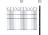 Doppelstabmattenzaun ARVOTEC "ESSENTIAL 120 zum Einbetonieren "Karo" mit Zierleiste", grau (anthrazit), H:120cm, Kunststoff, Stahl, Zaunelemente, Zaunhöhe 120 cm, Zaunlänge 2 - 60 m