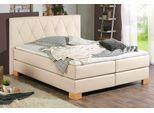 Boxspringbett HOME AFFAIRE "Merino", beige, B:108cm L:211cm, Struktur fein (100% Polyester), Komplettbetten, Boxspringbett, incl. Kaltschaumtopper, 5, Breiten, 2 Härtegrade, 3 Ausführungen