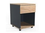 Rollcontainer Dalosa, 1 griffloser Schub & 1 Fach, B 390 x T 450 x H 550 mm, Holz, anthrazit/Honig-Eiche