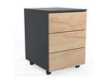 Rollcontainer Dalosa, 3 grifflose Schübe, B 390 x T 450 x H 550 mm, Holz, anthrazit/Honig-Eiche