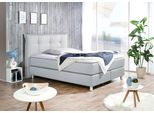 Boxspringbett MAINTAL, grau (hellgrau), Liegefläche B/L: 140cm x 200cm, H3, Tonnentaschen-Federkernmatratze, Bezug der Spiegelfläche Matratzendrell aus 100% Polyester;Strukturstoff-Bezug (100% Polyester);Kaltschaum-Topper: Bezug aus 100% Polyester. Abnehmbar und waschbar bis 60Grad, Komplettbetten, Boxspringbett