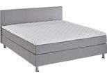 Boxbett "Edison", grau (hellgrau), B:180cm L:209cm, Bezug Bett: Strukturstoff (65% Polypropylen, 35% Polyester), ATLANTIC HOME COLLECTION, Komplettbetten, Boxspringbett, inkl. Bonnellfederkern-Matratze und Topper